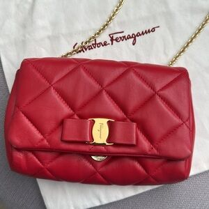 Salvatore Ferragamo Red Quilted Crossbody Bag